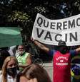 Protesto no Rio de Janeiro contra novas medidas anti-Covid  Foto: EPA / Ansa - Brasil