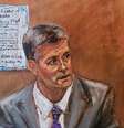 Croqui do legista dr. Andrew Baker em depoimento durante julgamento de Derek Chauvin pela morte de George Floyd 
09/04/2021
REUTERS/Jane Rosenberg  Foto: Reuters
