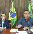 Presidente Jair Bolsonaro em discurso na abertura da ExpoZebu 2021, ao lado da ministra da Agricultura, Pecuária e Abastecimento, Tereza Cristina.  Foto: Reprodução/Youtube / Estadão