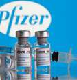 Frascos rotulados como de vacina contra Covid-19 em frente ao logo da Pfizer em foto de ilustração
09/02/2021 REUTERS/Dado Ruvic  Foto: Reuters