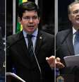 Os senadores Omar Aziz (PSD-AM), Randolfe Rodrigues (Rede-AP) e Renan Calheiros (MDB-AM); eles têm papéis de destaque na comissão  Foto: Agência Senado / BBC News Brasil