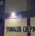 Faixa que diz "Ronaldo culpado" foi pendurada no Estádio José Zorrilla.  Foto: Reprodução / Twitter / Estadão