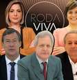 Acima, Daniela Lima e Vera Magalhães; abaixo, Ricardo Lessa, Augusto Nunes e Mario Sergio Conti  Foto: TV Cultura/Divulgação (Fotomontagem: Blog Sala de TV)