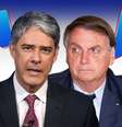 O âncora e editor-chefe do ‘JN’, William Bonner, e Jair Bolsonaro: a Globo se faz presente nos bastidores da CPI que incomoda o presidente  Foto: Facebook/@jornalnacional e Divulgação/Presidência da República