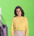 Renata Vasconcellos nos bastidores de gravação de mensagem de fim de ano da emissora  Foto: TV Globo / Divulgação