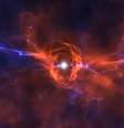Esta simulação de como seria uma das primeiras estrelas é baseada em dados astronômicos — muitas delas eram mais massivas do que nosso Sol e tiveram uma vida relativamente curta  Foto: Ralf Kaehler/Tom Abel / BBC News Brasil