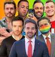 Acima, Franklin, Lucas, Alex e Carl; abaixo, Tom, Eduardo e Juliano: a coragem de ser quem se é  Foto: Reproduções/Instagram/@tom_bueno, @franklindavid, @julianodip, @eduardoleite45, @sampaioalex, @lucasranngel e @carlnassib (Fotomontagem: Blog Sala de TV)