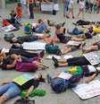 Mobilização nas ruas de Freiburg, na Alemanha, contra Bolsonaro  Foto: Divulgação/Frente Internacional Brasileira