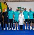 Na sede do Comitê Paralímpico Brasileiro, jogadores da seleção brasileira que foram vacinados contra a covid Reprodução/@cbf/Alê Cabral/CPB  Foto: 