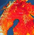 Mapa feito a partir de imagens de satélite divulgado pela Organização Meteorológica Mundial  Foto: WMO / BBC News Brasil
