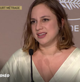 Jasmin Tenucci, na coletiva de imprensa após a premiação em Cannes   Foto: Reprodução