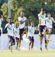 Membros da equipe olímpica de futebol masculino da África do Sul em Chiba, no Japão
19/07/2021 Kyodo/via REUTERS  Foto: Reuters