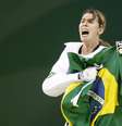 Natália Falavigna na conquista da medalha de bronze em 2008. (Foto: Divulgação/Nathan Campos)  Foto: Gazeta Esportiva
