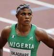 Blessing Okagbare, da Nigéria, após vencer prova neste sábado Phil Noble/Reuters  Foto: Phil Noble  / Reuters