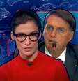 Renata Vasconcellos ao ler a nota ácida sobre Bolsonaro e o presidente durante sua controversa live  Foto: Reprodução/TV Globo e Reprodução/YouTube (Fotomontagem: Blog Sala de TV)