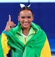 Rebeca conquistou o ouro neste domingo Reprodução twitter @timebrasil  Foto: @timebrasil / Reprodução twitter 