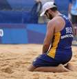 Bruno Schmidt lamenta derrota para dupla da Letônia durante Tóquio 2020
02/08/2021 REUTERS/Pilar Olivares  Foto: Reuters