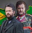 O herói e o vilão: Dom Pedro II (Selton Mello) e general Solano López (Roberto Birindelli) vão digladiar pelo Brasil  Foto: TV Globo/Divulgação (Fotomontagem: Blog Sala de TV)
