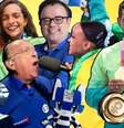 Guilherme Pereira, Rayssa Leal, Galvão Bueno, Everaldo Marques, Rebeca Andrade e Isaquias Queiroz: jornalistas e atletas tiveram momentos grandiosos na transmissão da Olimpíada  Foto: Miriam Jeske/COB, TV Globo/SporTV/Divulgação e Reproduções/Instagram/@guilherme_pereirap, @rayssalealsk8, @galvaobueno, @rebecarandrade