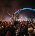 Comemoração de torcedores italianos no estádio de Wembley, em Londres
 11/7/2021 Action Images via Reuters/Lee Smith  Foto: Reuters