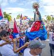 Protesto em Miami, nos EUA, contra o regime cubano  Foto: EPA / Ansa - Brasil