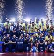 Brasil foi campeão da Liga dos Nações em junho com muitos dos novos nomes convocados por Renan para o Sul-Americano.  Foto: Divulgação/FIVB / Estadão