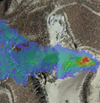 Pluma de metano detectada pela Nasa no verão de 2020, identificada como um vazamento de gás na Califórnia. O operador conseguiu confirmar e reparar o vazamento  Foto: Nasa/JPL-Caltech / BBC News Brasil