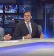 Marcos Tolentino sendo entrevistado pelos âncoras Hermano Henning e Nei Gonçalves Dias na Rede Brasil  Foto: Reprodução/Rede Brasil