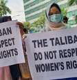Mulheres protestando contra o Talibã  Foto: Ansa / Ansa - Brasil