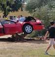 Ferrari ficou destruída após acidente  Foto: Reprodução