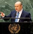 Primeiro-ministro de Israel, Naftali Bennett, durante discurso na Assembleia-Geral da ONU em Nova York
27/09/2021 John Minchillo/Pool via REUTERS  Foto: Reuters