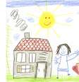 Ilustração infantil que mostra um grande sol amarelo sobre uma casa, pessoas e uma árvore  Foto: Getty Images / BBC News Brasil