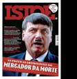 Capa da 'IstoÉ' traz uma imagem do presidente Bolsonaro com o bigode de Hitler, onde se lê "genocida"  Foto: Reprodução / Estadão