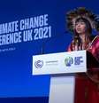Ativista indígena brasileira Txai Suruí discursa na Conferência do Clima (COP-26).  Foto: UN Climate Change/REPRODUÇÃO / Estadão