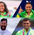 Ana Marcela Cunha, Rayssa Leal e Rebeca Andrade, no feminino, e Hebert Conceição, Isaquias Queiroz e Italo Ferreira, no masculino, concorrem pelo troféu.  Foto: COB/Divulgação / Estadão