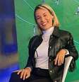 Rocío Oliva no cenário do programa esportivo em que atua como comentarista  Foto: Reprodução