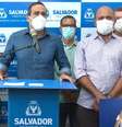 Prefeito de Salvador, Bruno Reis, durante pronunciamento nesta segunda-feira, 29; Salvador anunciou cancelamento da festa de réveillon deste ano  Foto: Facebook/Bruno Reis / Estadão