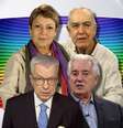  Isabela Assumpção, José Hamilton, Franciso José e Renato Machado: obrigado pelas grandes reportagens e boa sorte  Foto: Memória Globo e Reprodução/TV