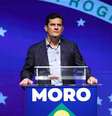 Ex-ministro da Justiça Sérgio Moro se filiou ao Podemos no dia 10 de novembro de 2021, em Brasília, no Centro de Convenções Ulysses Guimarães.  Foto: Robert Alves/ Monumental Foto/ Reprodução Podemos / Estadão