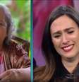 Tatá Werneck durante o quadro Arquivo Confidencial, do 'Domingão do Faustão', vendo o depoimento da avó.  Foto: Instagram/@tatawerneck / Estadão