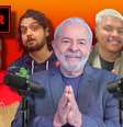 Lula entre os apresentadores Igor, Monark, Mítico e Igão  Foto: Fotomontagem: Blog Sala de TV