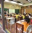 Sala do Colégio Santa Cruz, escola particular de São Paulo, mandou novas orientações para os pais para prevenção da covid-19  Foto: Alex Silva / Estadão
