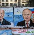 Arte em Munbai pede paz entre Rússia e Ucrânia  Foto: EPA / Ansa - Brasil