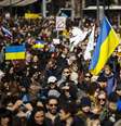 Protesto em Zurique, na Suíça, contra invasão da Ucrânia pela Rússia  Foto: EPA / Ansa - Brasil