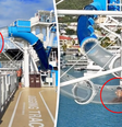 Mulher fica presa em toboágua de navio de cruzeiro  Foto: Reprodução/TikTok e NY Post