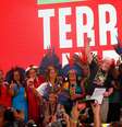 Lula fez um discurso no Acampamento Terra Livre, organizado por grupos indígenas em Brasília, nesta terça-feira, 12  Foto:  REUTERS/Adriano Machado
