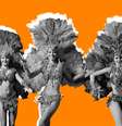 Imagem mostra 3 mulheres brancas como rainhas de bateria de escolas de samba.  Foto: Imagem: I / Alma Preta