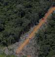 Helicóptero patrulha pista ilegal usada por garimpeiros durante operação contra garimpo ilegal em terra indígena, no território Yanomami, no Estado de Roraim  Foto: Reuters