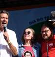 O ex Prefeito Fernando Haddad durante comemoração do dia do Trabalhador na cidade de São Paulo.  Foto: Futura Press