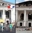 O teatro de Mariupol ficou em ruínas após o bombardeio  Foto: ShutterstockReuters / BBC News Brasil